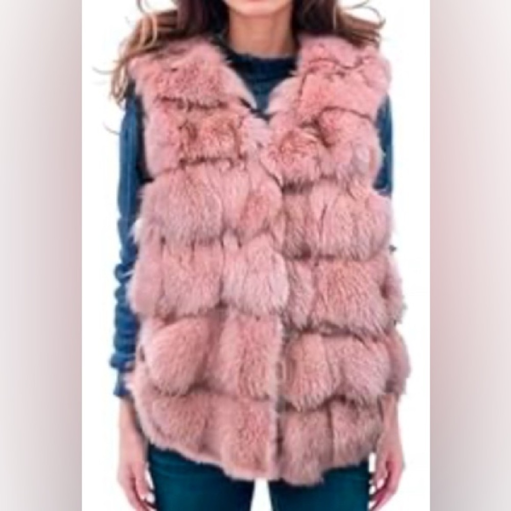 NEW Natural Fox Fur Vest Classic Furry Coat Jacket Winter Warm Plush